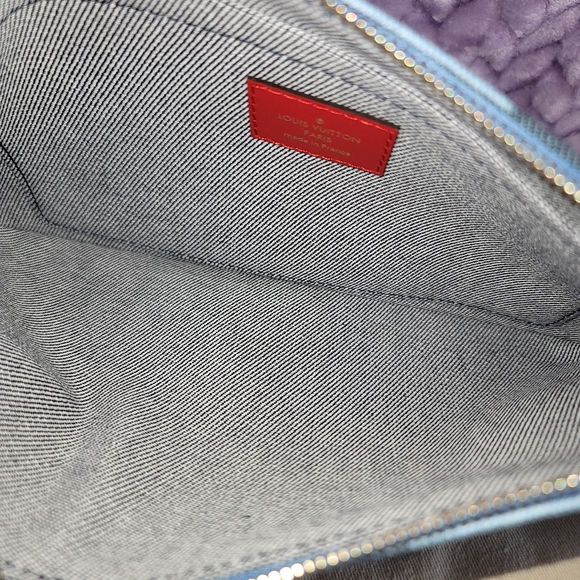 Louis Vuitton Patchwork Denim Wristlet Pouch Giant Monogram Pochette - Picture 10 of 13